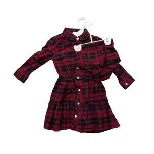 Ralph Lauren Plaid Flannel Long Sleeve Dress with Bloomer Girls 24 Months New